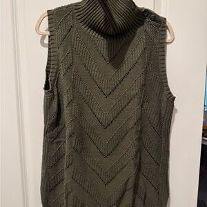 Banana Republic Khaki Sleeveless Turtleneck Sweater